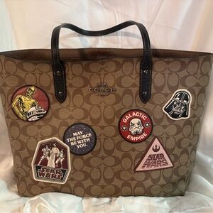 Coach Brown Tote Bag with Star Wars Patches
